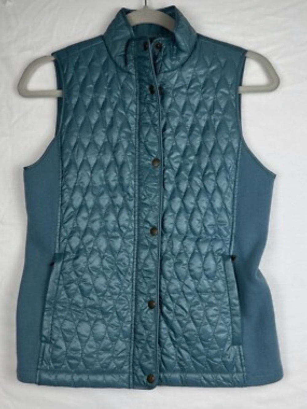 Talbots Quilted Teal Snap-Front Vest